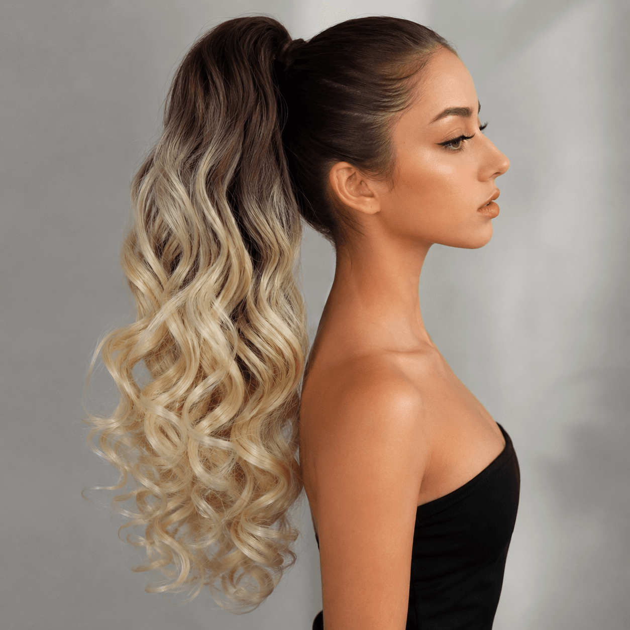 20 Inch Ombre Wavy Ponytail Hair Extension for Women – Heat Resistant Synthetic Hair, Big Wave Curly Clip-In, Dye & Style Friendly
