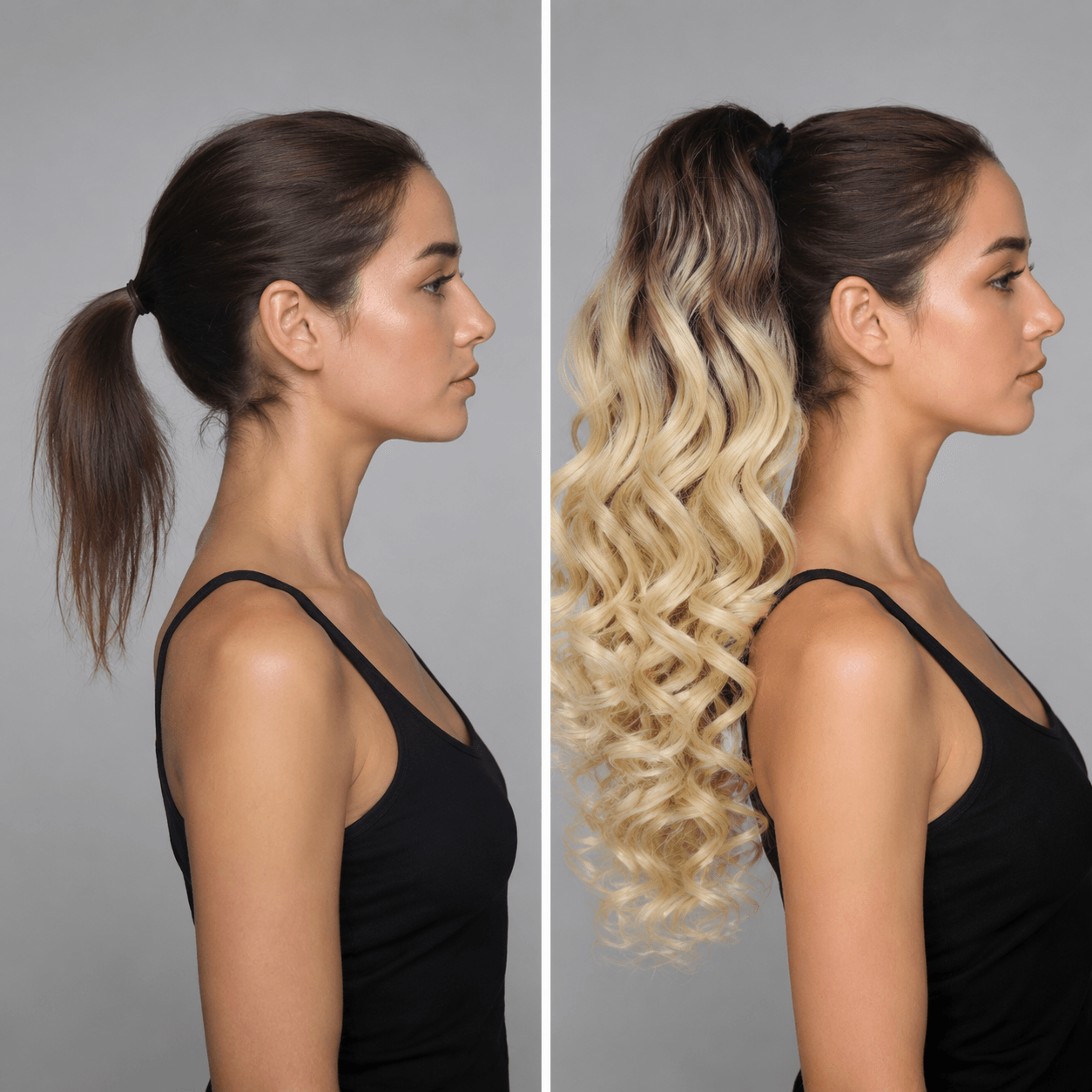 20 Inch Ombre Wavy Ponytail Hair Extension for Women – Heat Resistant Synthetic Hair, Big Wave Curly Clip-In, Dye & Style Friendly