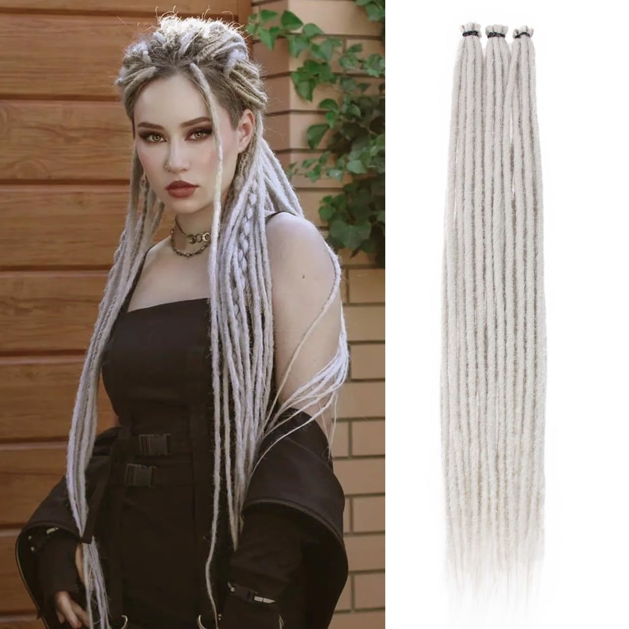 24 Inch Handmade Single Strand Reggae Dreadlock Extensions PVC Synthetic Locs Model AI001001