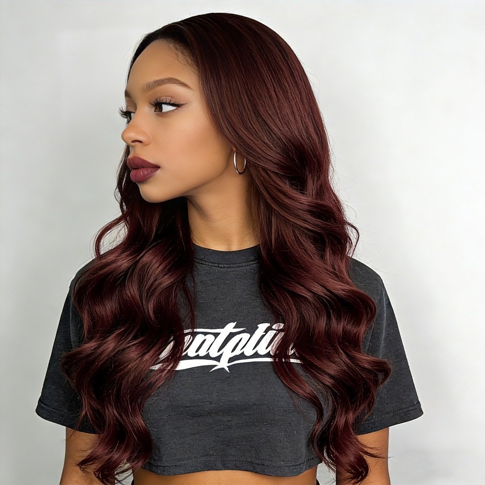 Korean Style Middle Part Long Body Wave Synthetic Wig Heat Resistant Model 103F