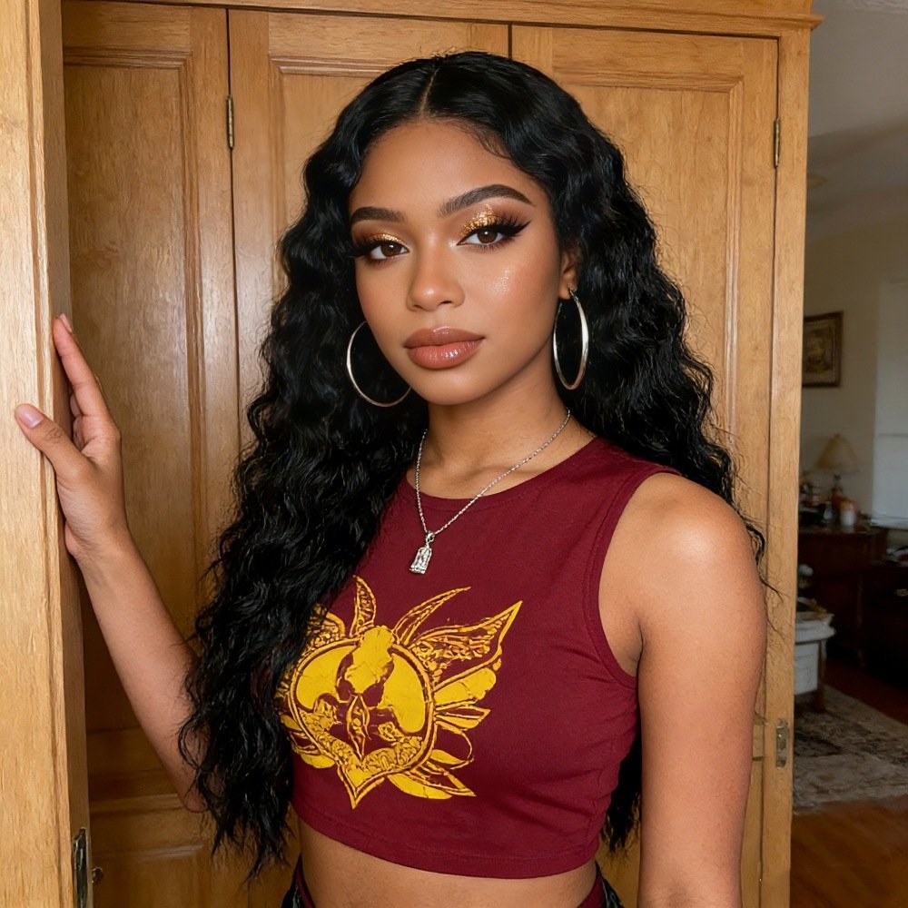 Side Swept Bangs Long Afro Small Curl Synthetic Wig Heat Resistant Model 184