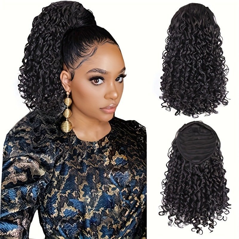 Afro Kinky Curly Drawstring Synthetic Ponytail Extension Hairpiece Model CJ580