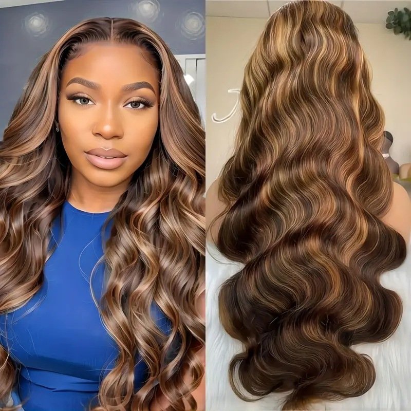 Front Lace Long Body Wave Piano Color Synthetic Wig Heat Resistant Model LY085