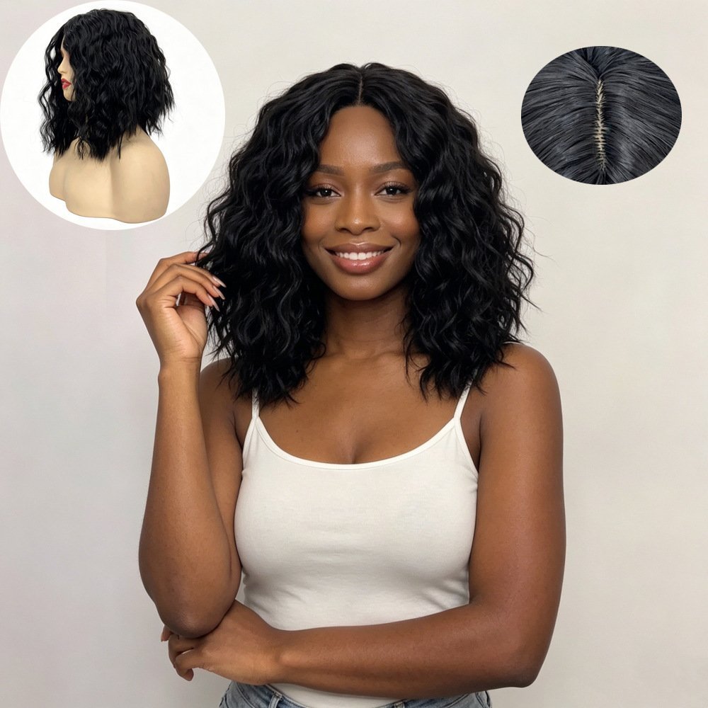 Short Fluffy Afro Kinky Curly Synthetic Wig Heat Resistant Bangless Model K11