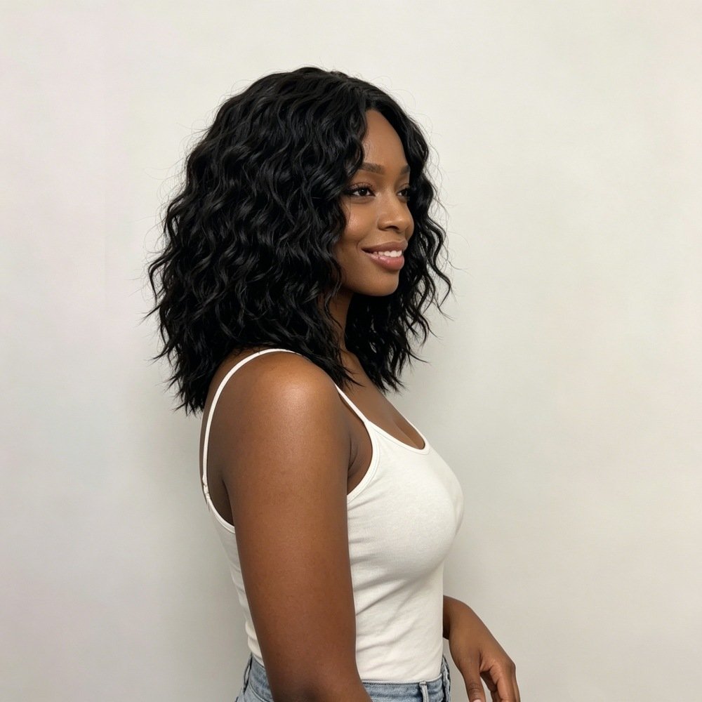 Short Fluffy Afro Kinky Curly Synthetic Wig Heat Resistant Bangless Model K11