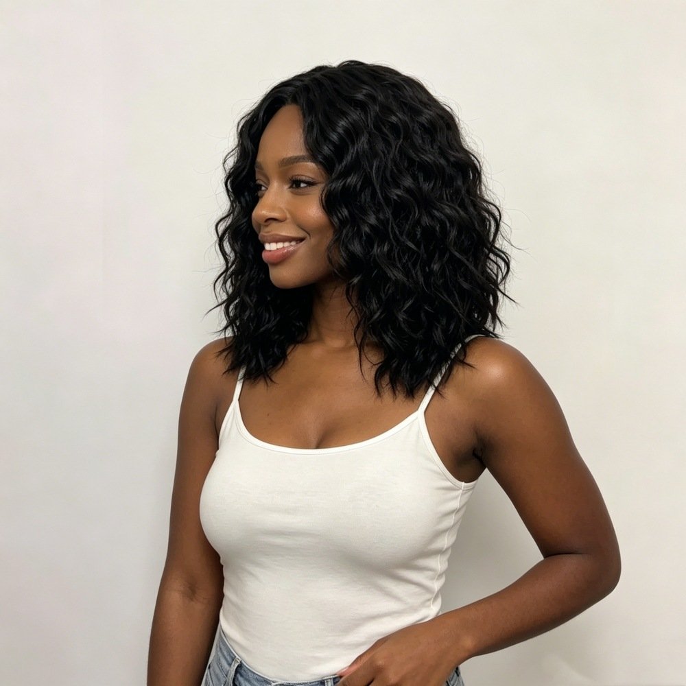 Short Fluffy Afro Kinky Curly Synthetic Wig Heat Resistant Bangless Model K11