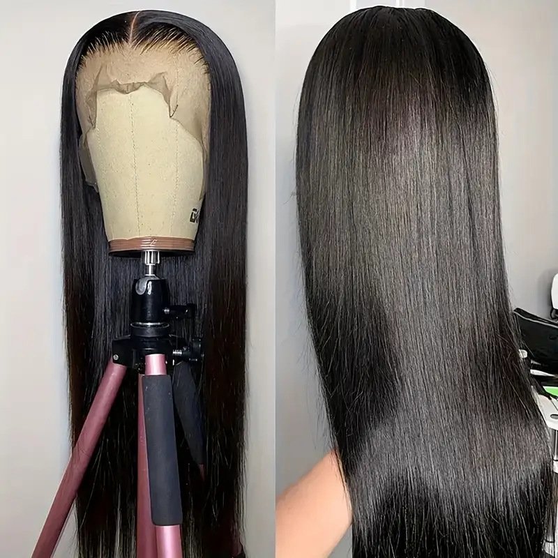Middle Part Long Straight Synthetic Wig with Front Lace Accent Heat Resistant