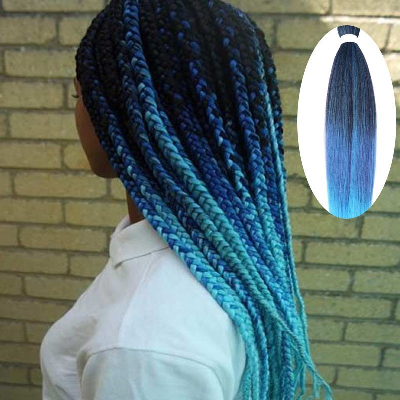 Colorful Gradient EZ Braid Synthetic Hair Extensions Pre Stretched 26 Inch 90g