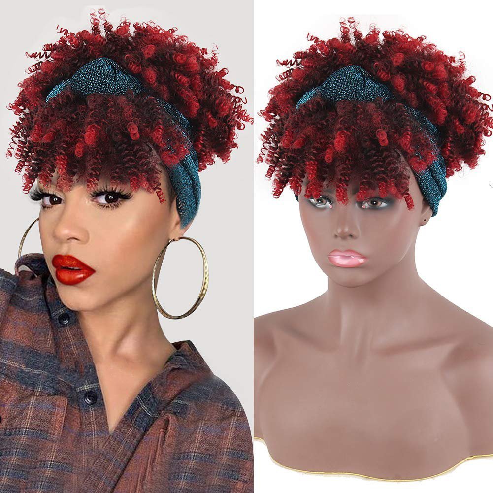 Integrated Ice Silk Headband Afro Small Curl Synthetic Wig Model J261