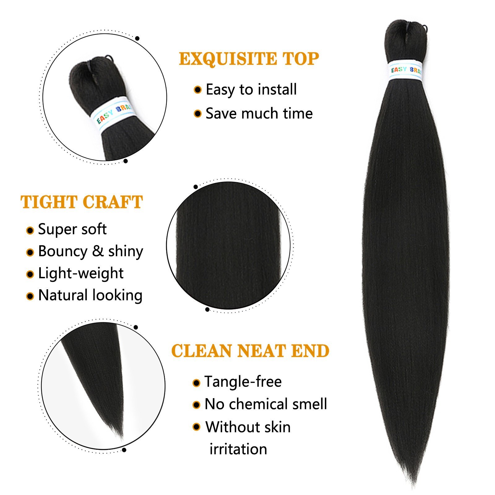 Pre Stretched Fluffy Easy Braid Synthetic Hair Extensions Bundle Xuchang Model