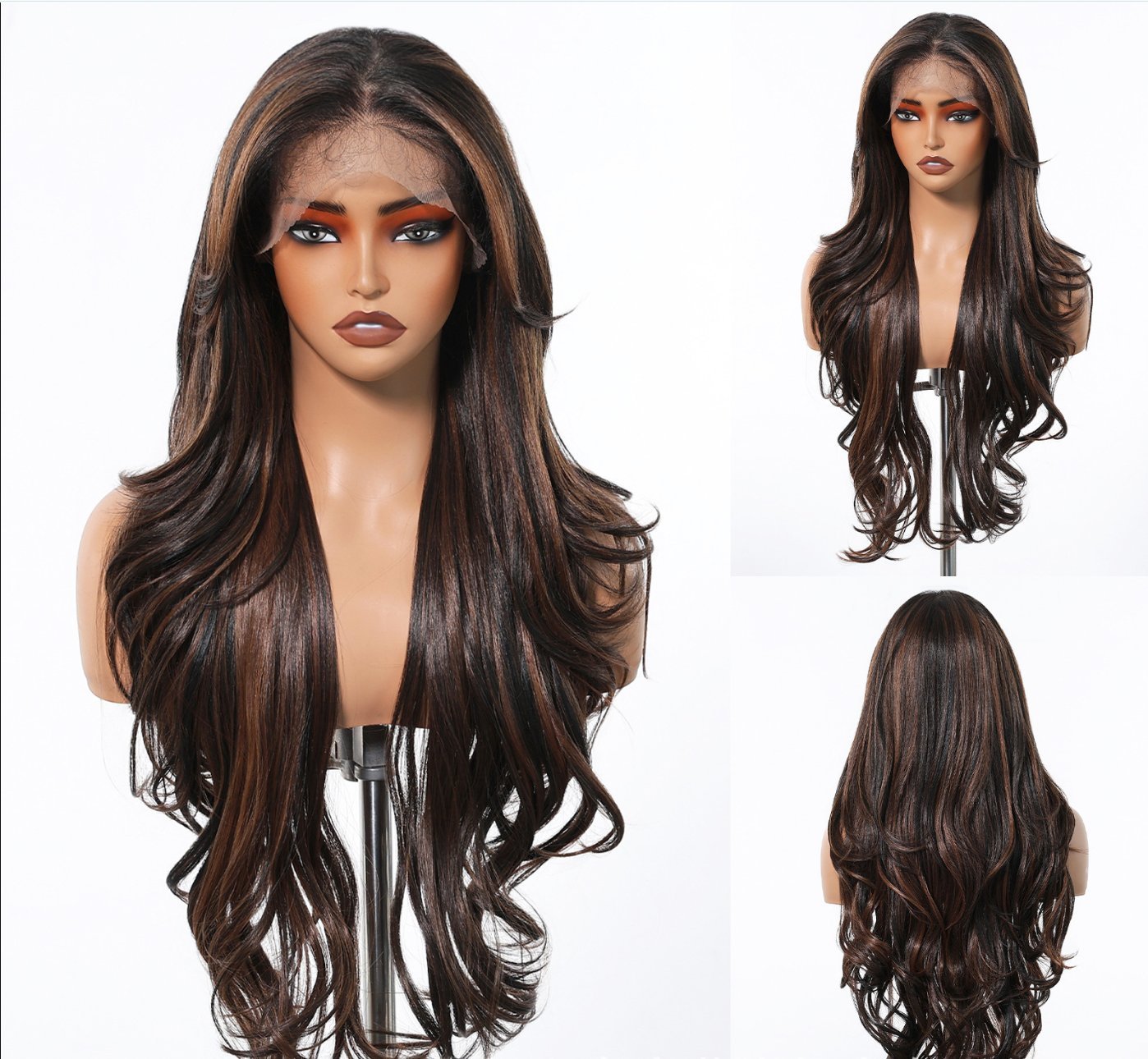 13x6 Large Area Futura Front Lace Long Body Wave Synthetic Wig SWLF1005