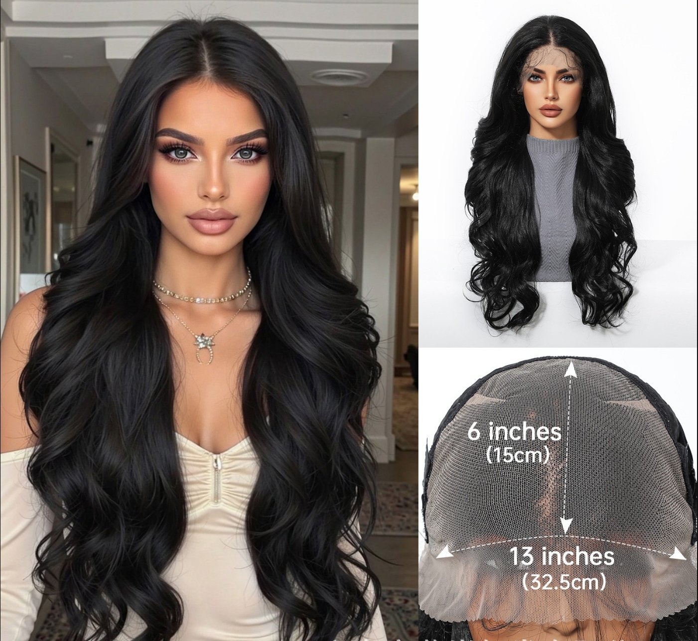 13x6 Futura Front Lace Middle Part Body Wave Synthetic Wig SWLF8002