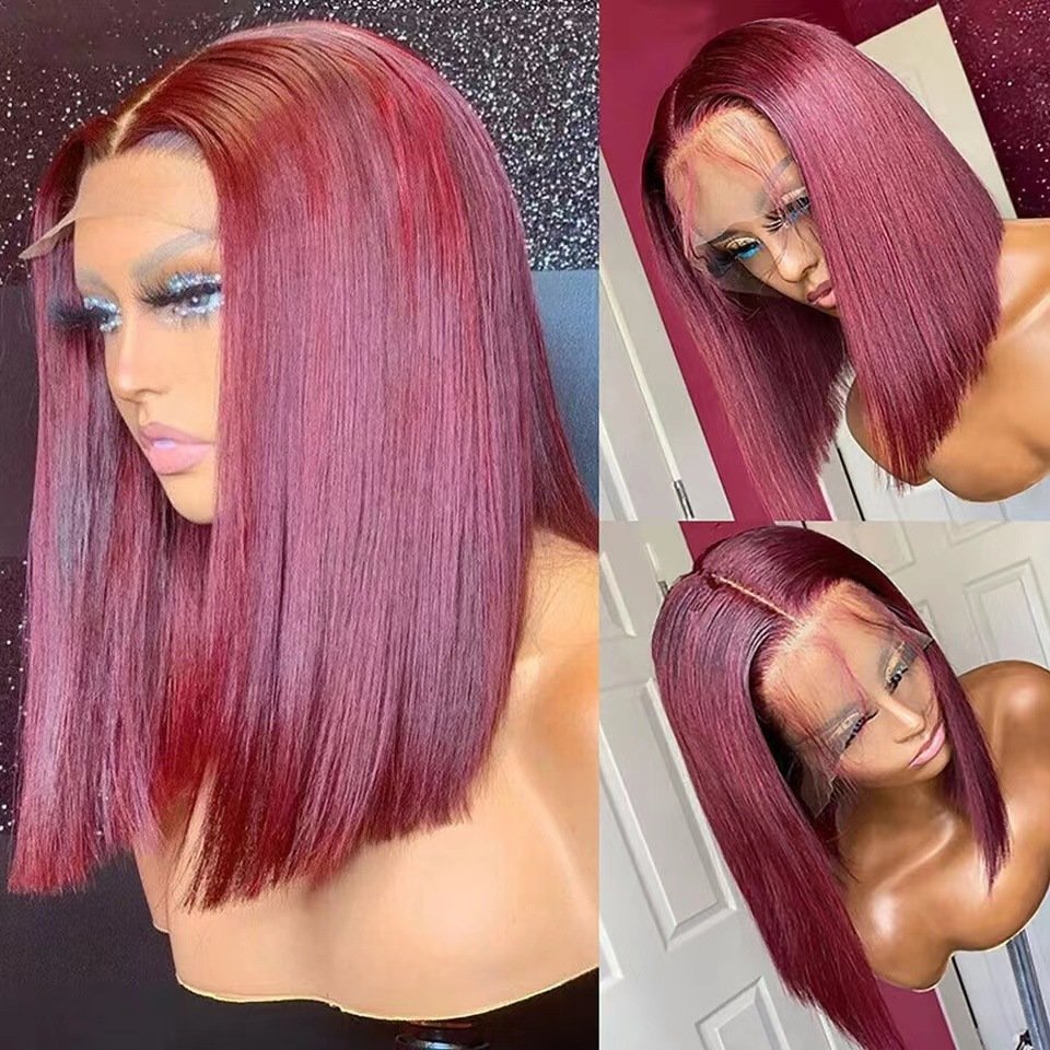 Vietnam Bone Straight Short Bob Front Lace Synthetic Wig Model B1107