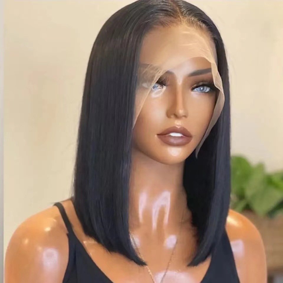 Razor Cut Bone Straight Bob 13x4 Frontal Lace Synthetic Wig Model B049