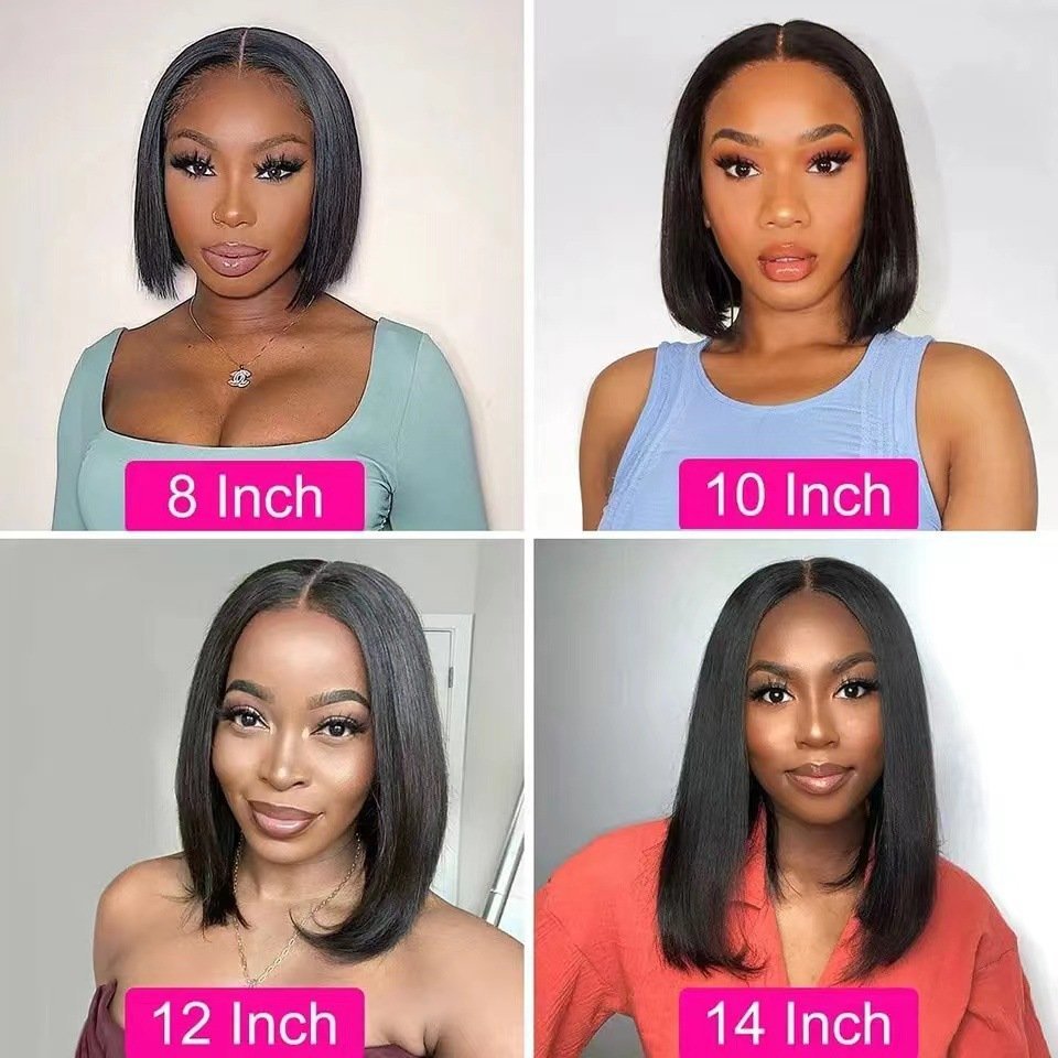 Razor Cut Bone Straight Bob 13x4 Frontal Lace Synthetic Wig Model B049
