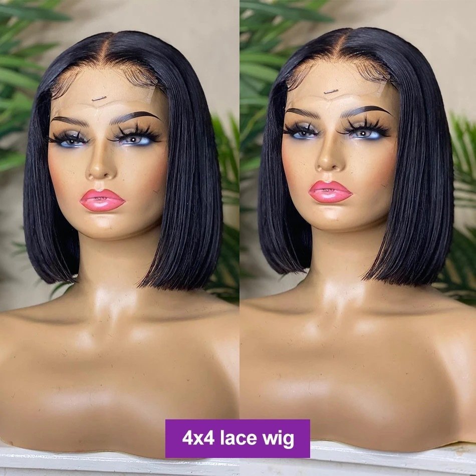 12A Vietnam Bone Straight Short Bob Front Lace Synthetic Wig Model B1123