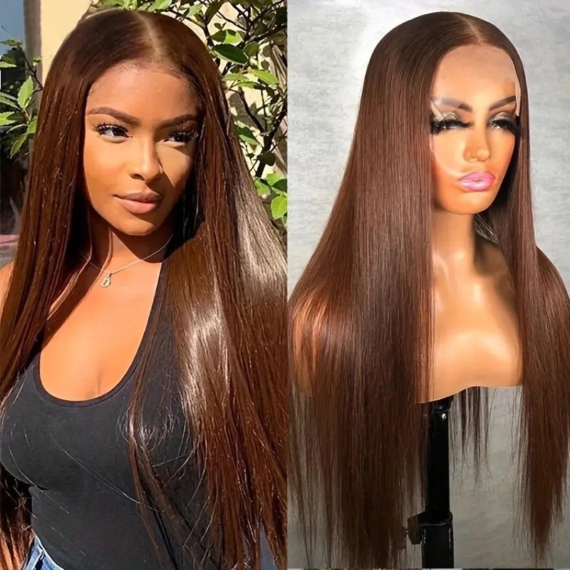 Double Drawn Bone Straight Bob 13x4cm Scalp Lace Synthetic Wig Model 081