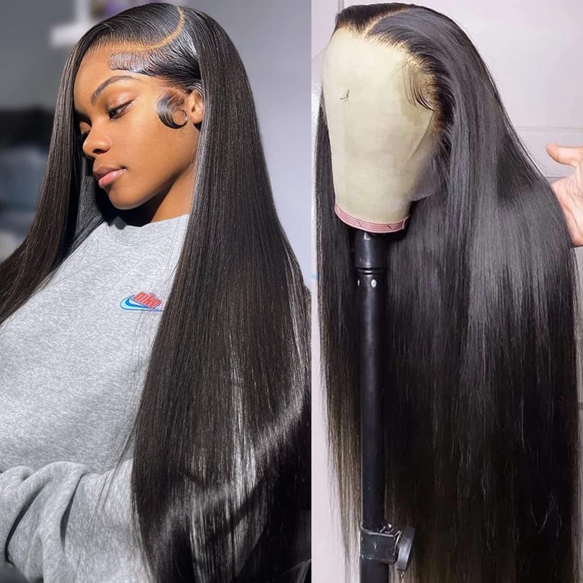 Double Drawn Bone Straight Bob 13x4cm Scalp Lace Synthetic Wig Model 081
