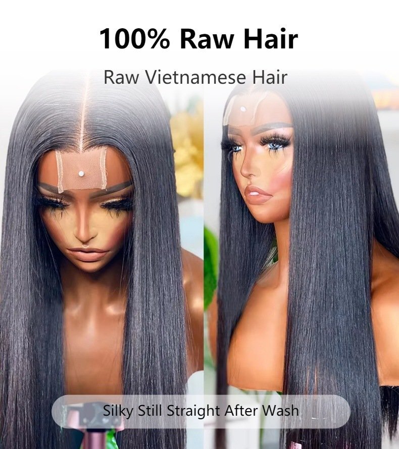 100 Percent Raw Vietnamese SDD Super Double Drawn Bone Straight Human Hair Wig Model V ST NC