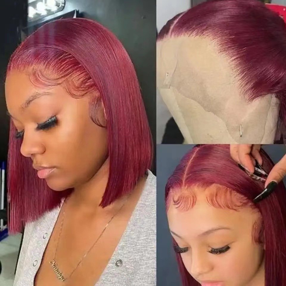 Vietnam Bone Straight Short Bob Front Lace Synthetic Wig Model L132