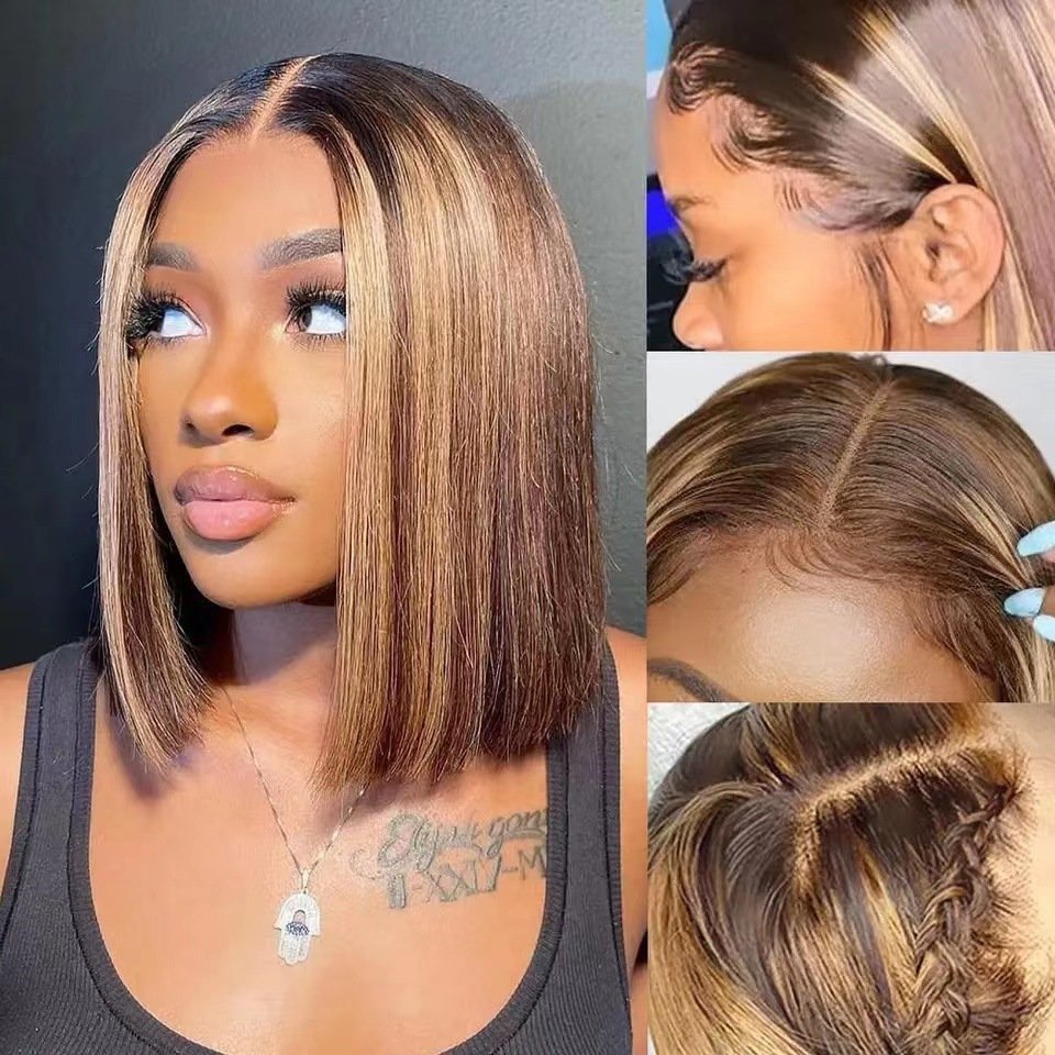 Vietnam Bone Straight Short Bob Front Lace Synthetic Wig Model L132