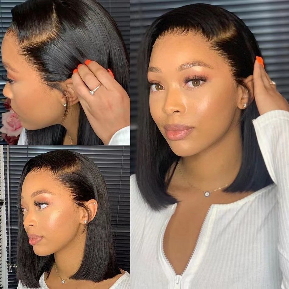 Vietnam Bone Straight Short Bob Front Lace Synthetic Wig Model L132