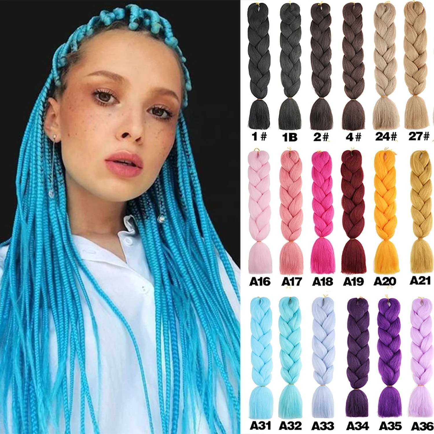 24 Inch 100g Jumbo Braid Hair High Temperature Synthetic Braiding Extensions