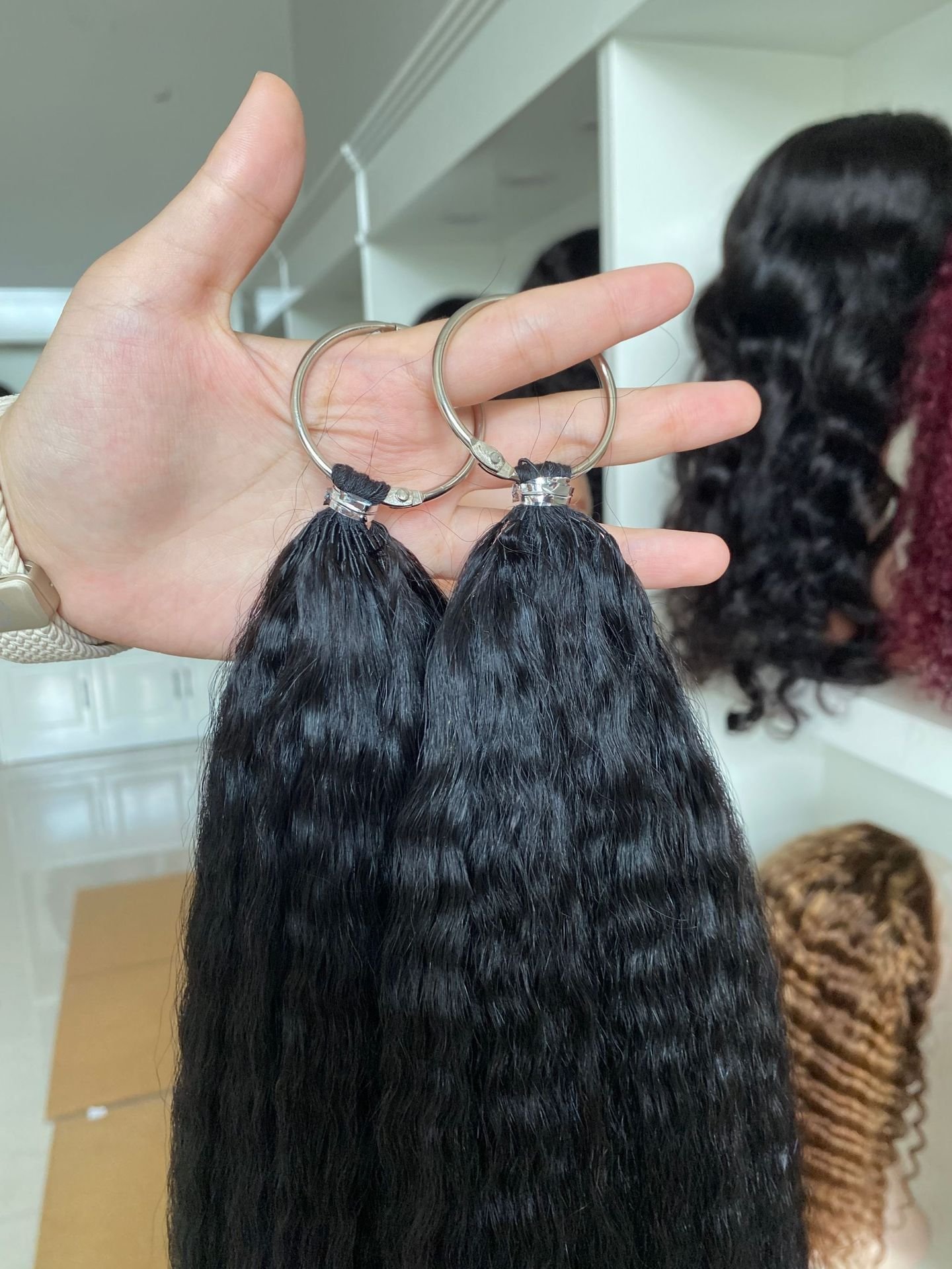 100 Percent Real Human Hair Kinky Straight Yaki Feather Crochet Extensions 1B 50g