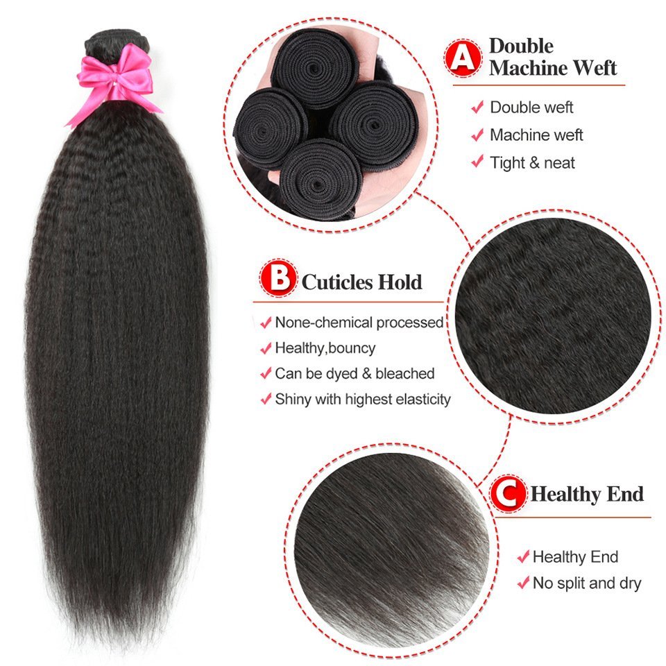 100 Percent Pure Raw Burmese Virgin Human Hair Kinky Straight Yaki Weft Bundle