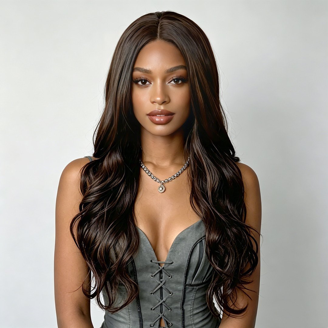 Middle Part Long Body Wave Synthetic Wig 68cm 240g Model 103F