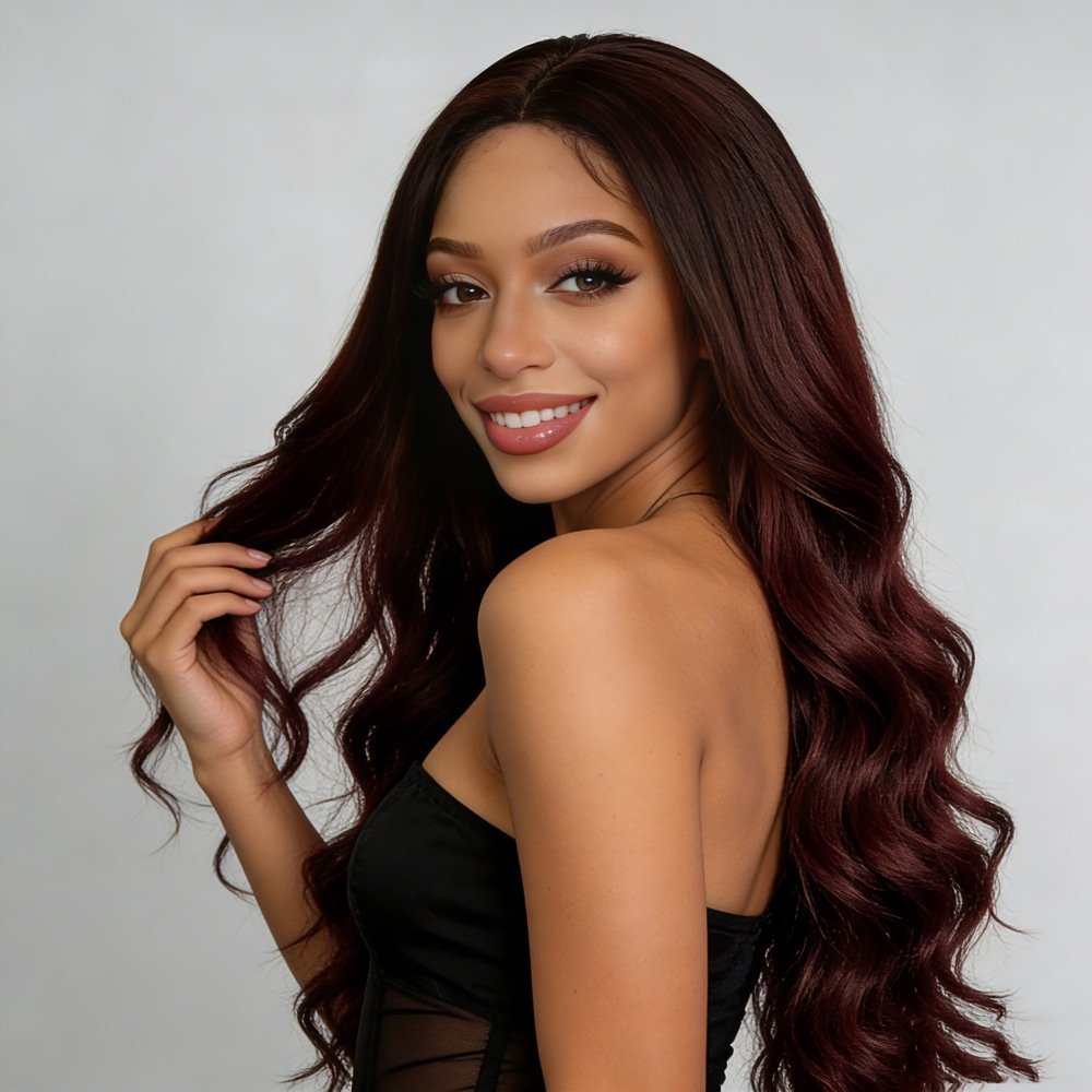 Middle Part Ombre Long Body Wave Synthetic Wig 65cm 240g Model K09
